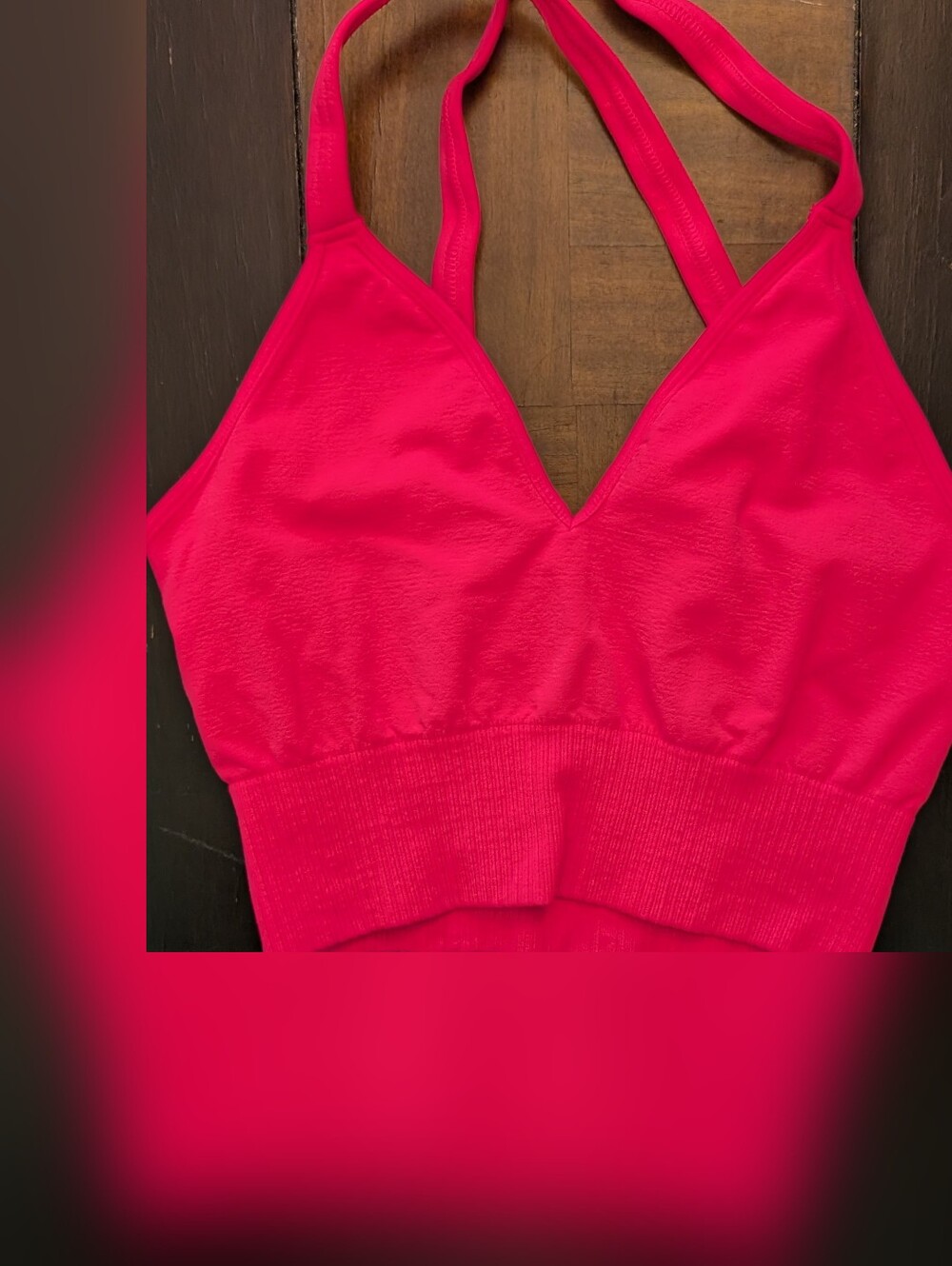 Free People Hot Pink Seamless V-Neck Bralette Size Medium